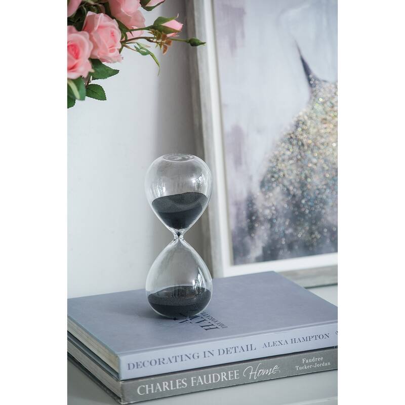 Set of 2, 8" Ferdinand 30-Minute Hourglass, Black Sand