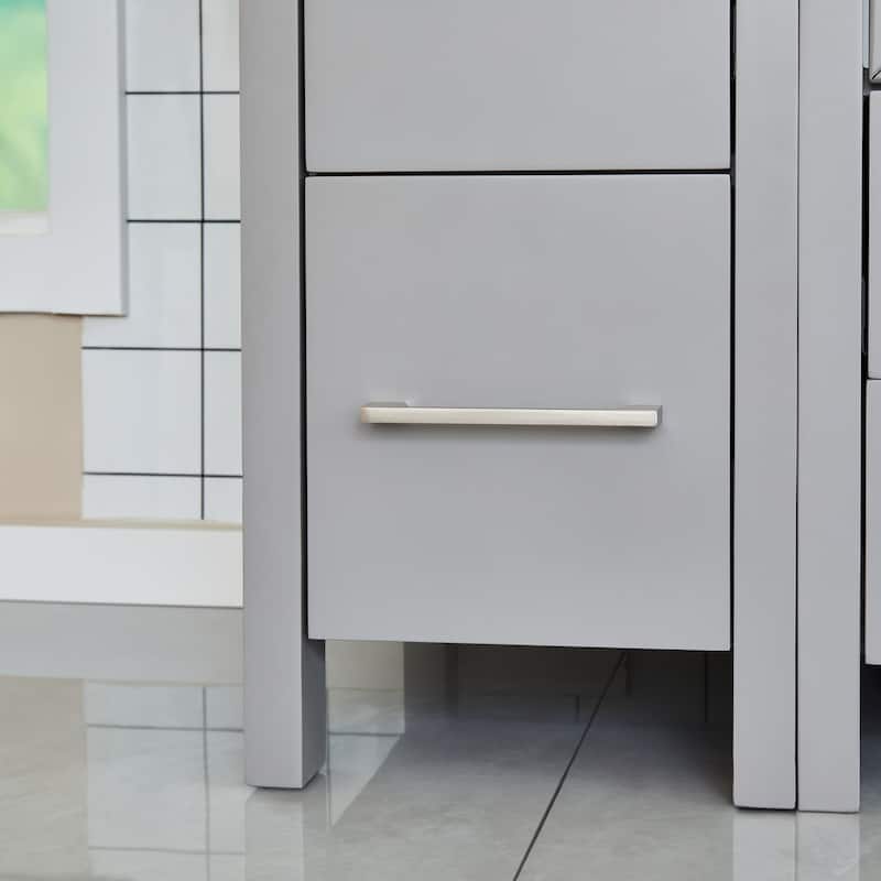 Vanity Art 48" Single Sink Bathroom Vanity Combo Set with Engineered Marble Top and Free Mirror - 48 x 18.5 x 36 Inches