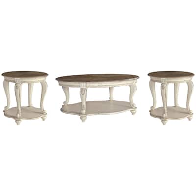 Signature Design by Ashley Realyn White/Brown 3-Piece Occasional Table Package - 48.13" W x 34" D x 19.88" H
