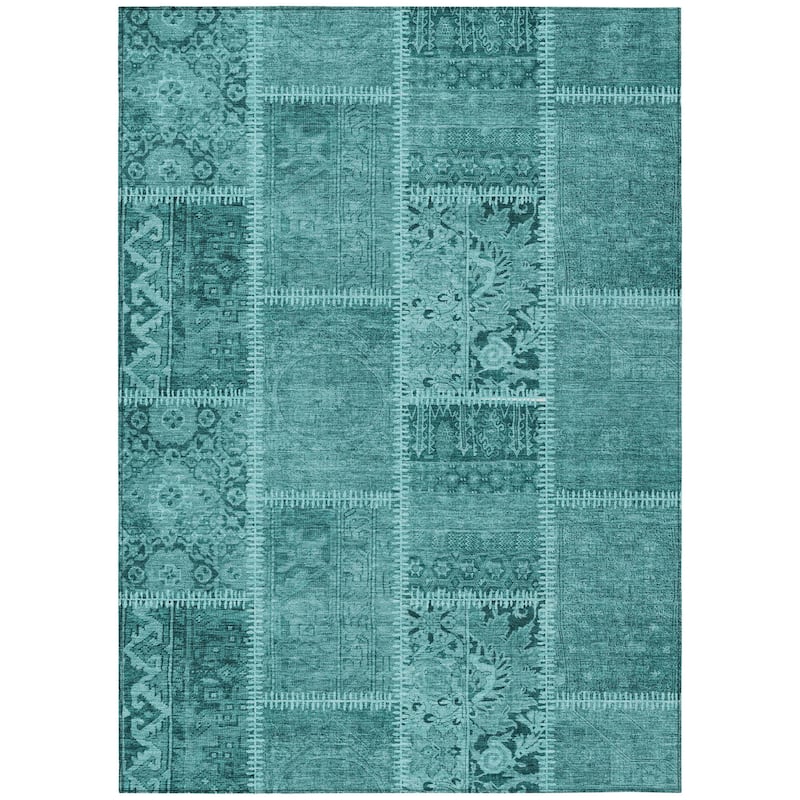 HomeRoots Patchwork Transitional Rectangle Outdoor Rug