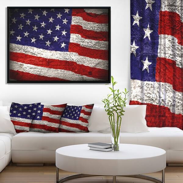 Shop Designart Large American Flag Watercolor Abstract Framed
