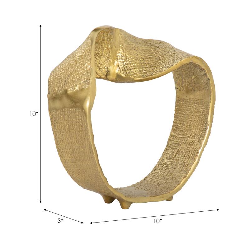 Twisted Hammered Ring Table Sculpture and Statues for Home Decor, Gold