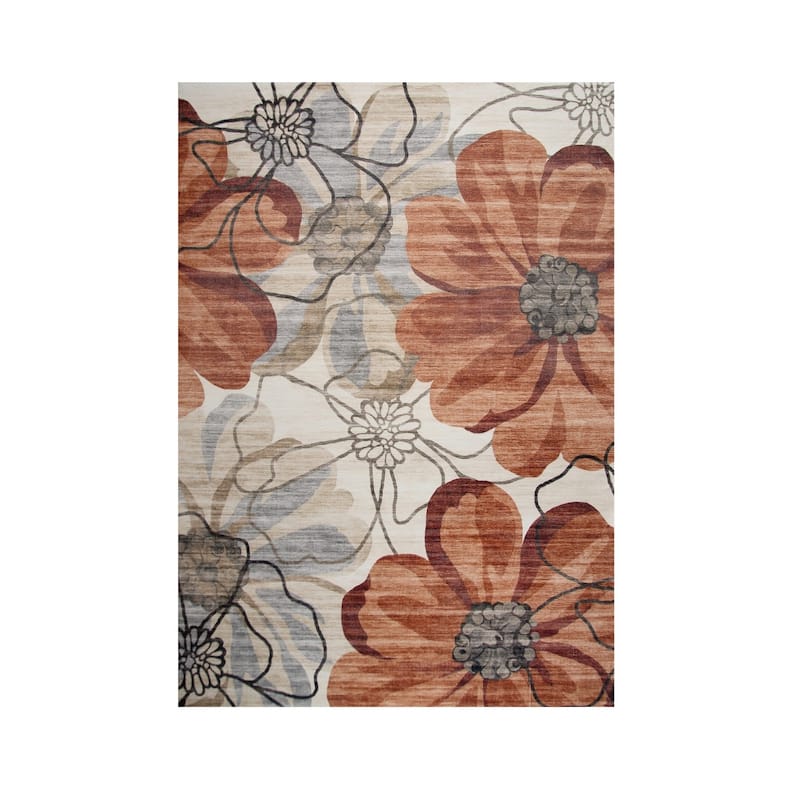 Qorep Distressed Floral Traditional Stain Resistant Woven Durable Area Rug By HomeRoots