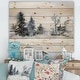 preview thumbnail 1 of 3, Designart 'Christmas Minimalistic Forest Landscape and Snow' Lake House Print on Natural Pine Wood