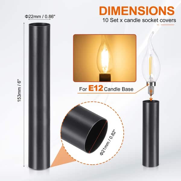 dimension image slide 62 of 102, Metal Chandelier Socket Sleeves Insulation Heat Shrinkable
