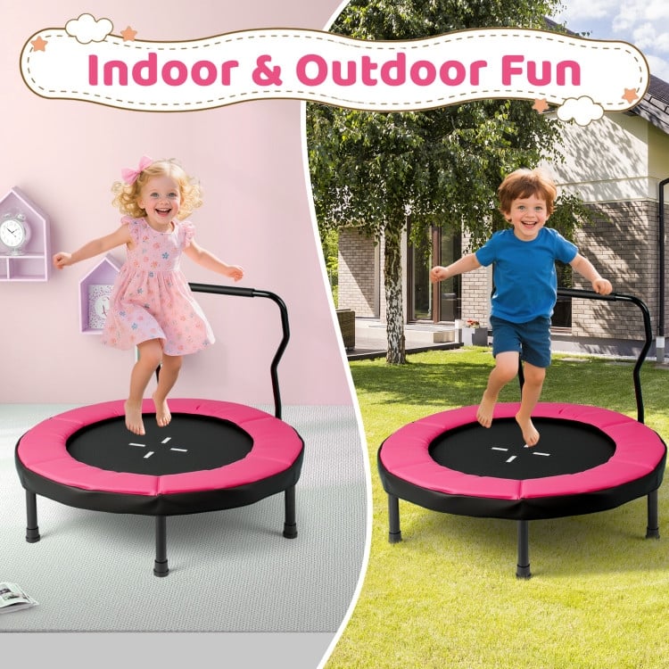 Metal Kids Trampoline with Foam Handle and Safety Mat