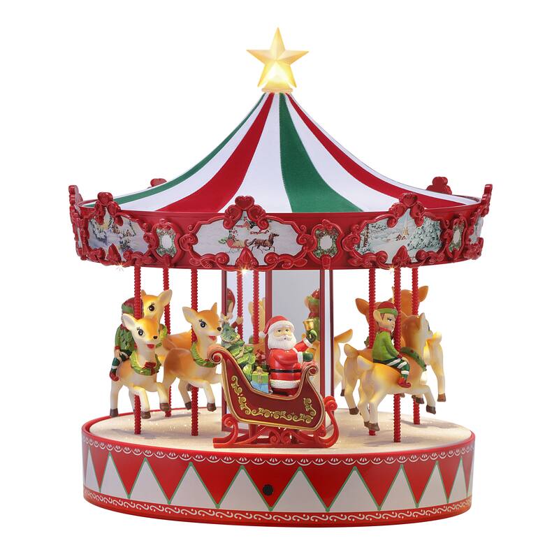 14" Animated Vintage Carousel