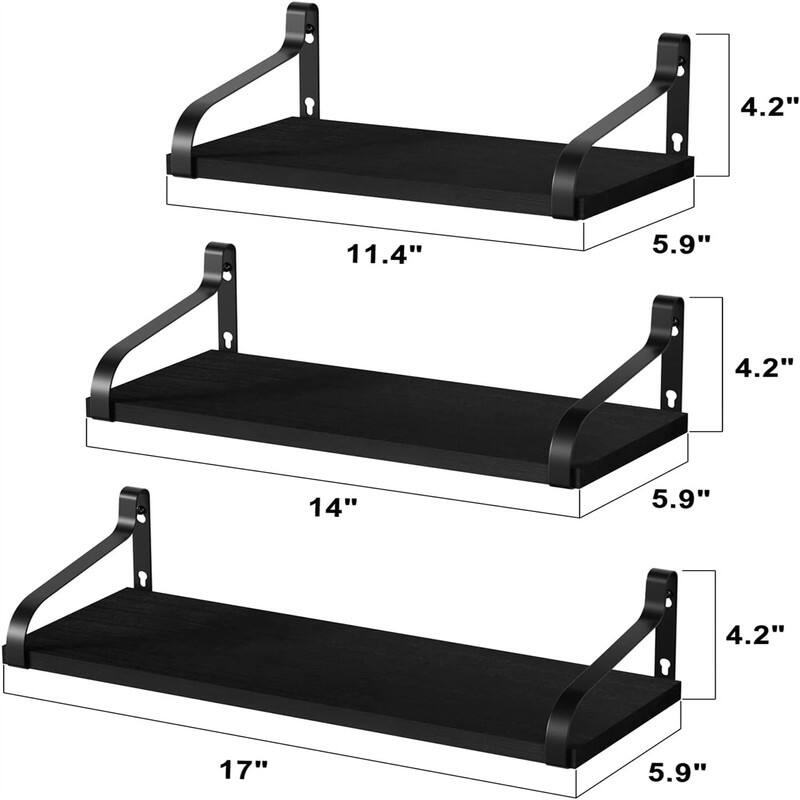 Floating Shelves Wall Mounted Set of 3 - 16.93"D x 6.14"W x 4.17"H