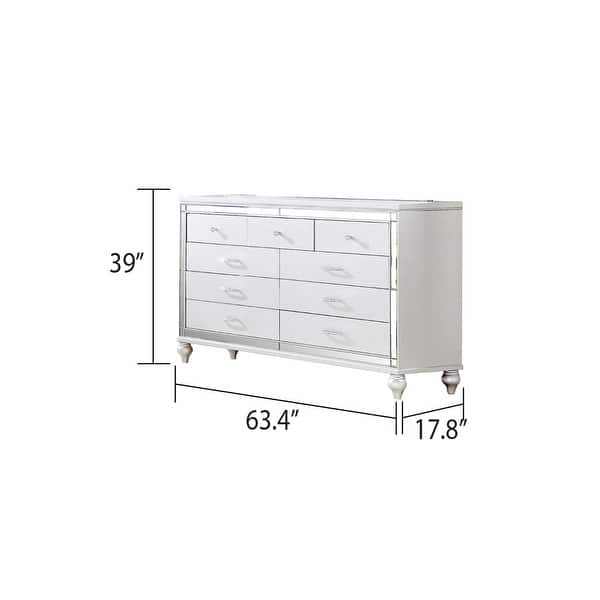 dimension image slide 16 of 26, Sterling 4PC/5PC Contemporary Bedroom Set with Mirror Accents and LED Enhancements
