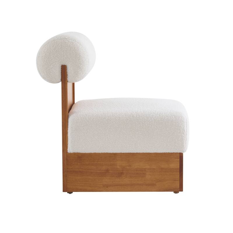 Boucle Lounge Chairs (Set of 2) with Solid Wood Frames, Rolled Backrests, and Ergonomic Design