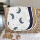 preview thumbnail 3 of 4, Moon and Star Absorbent Burp Cloths 3 Pack Set Navy Blue Gold Brown and White Watercolor Celestial Sky Gender Neutral Bear Owl