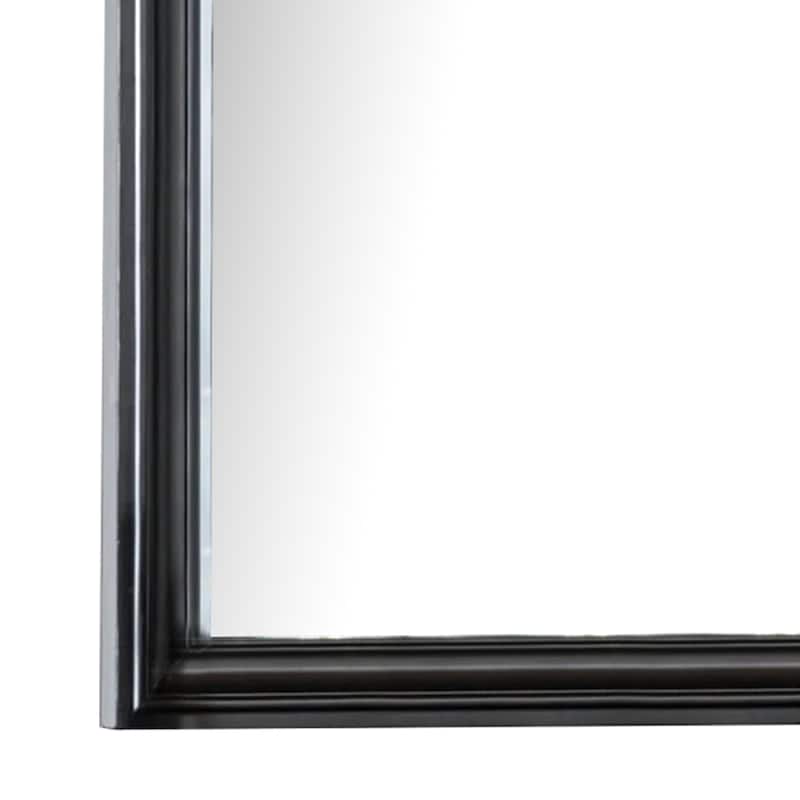 Eleena Dresser Mirror, Beveled Glass, Black Solid Wood Frame, 41x42