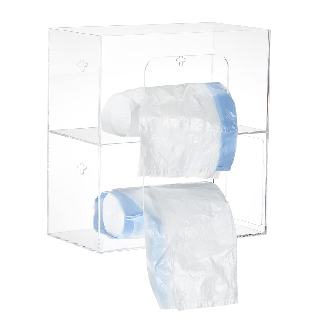 10.4" x 5.4" x 11" Trash Bag Dispenser Roll Holder Wall Mount for Garbage Bag - Transparent