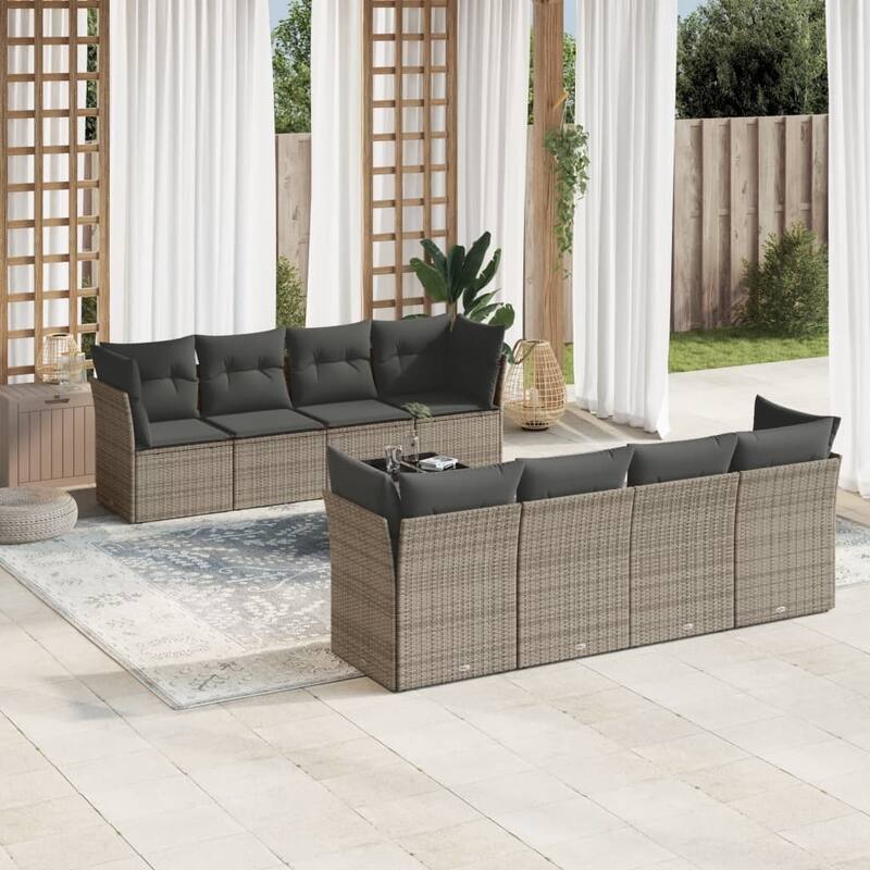 vidaXL Garden Sofa Set Grey, Dark Grey - 21.7 x 21.7 x 14.6