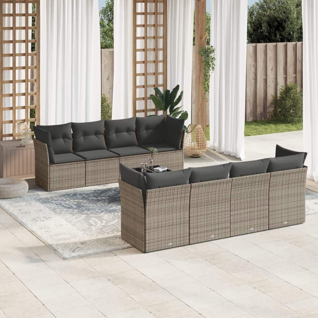 vidaXL Garden Sofa Set Grey, Dark Grey - 21.7 x 21.7 x 14.6