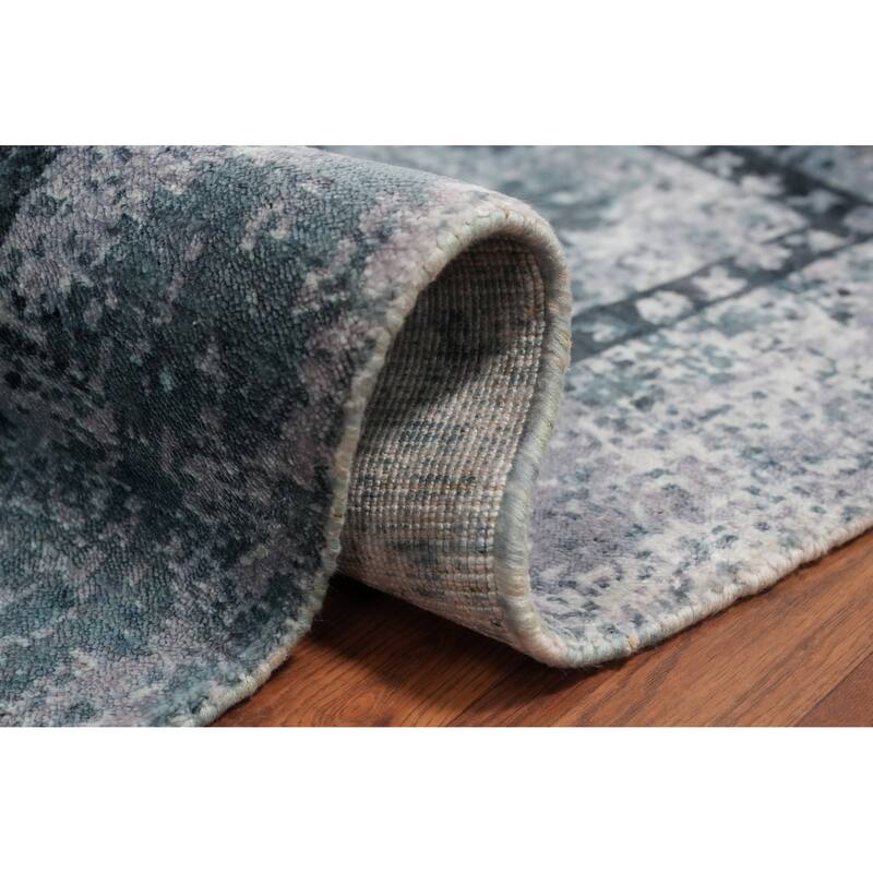 Hand Knotted Oriental Viscose Silk Carpet Transitional All-Over Multi-Colored Oushak Area Rug - 7' 10'' X 5' 7''
