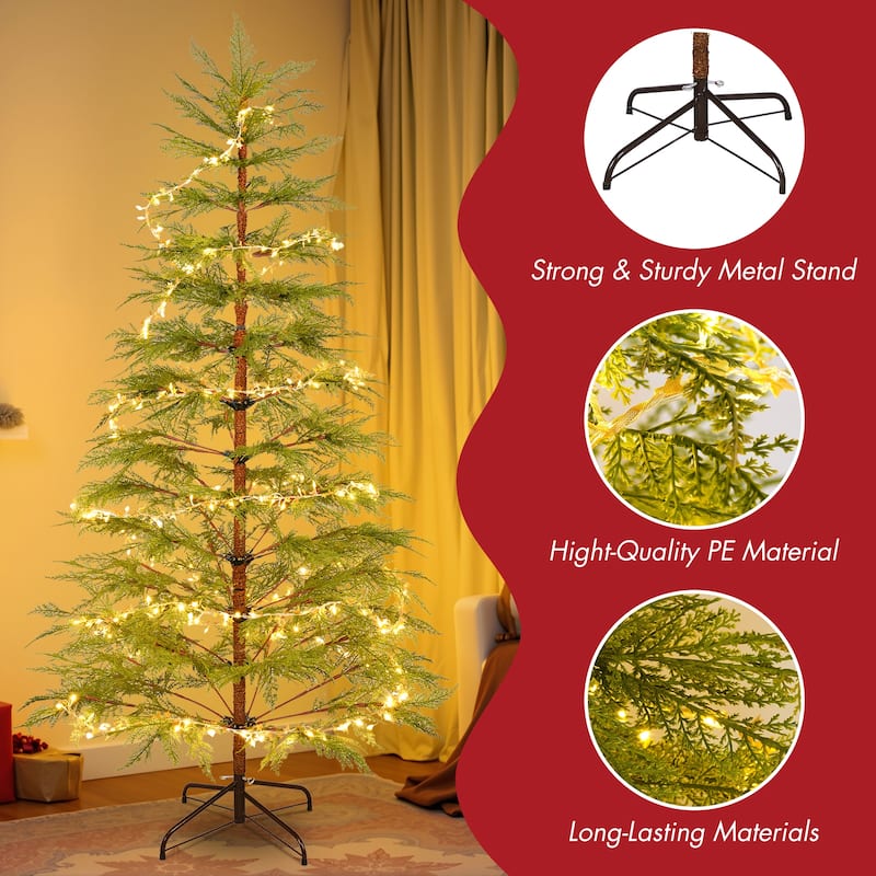 Pre-Lit Artificial Full Christmas Tree - LED Lights, Metal Stand, Realistic Branches - Green