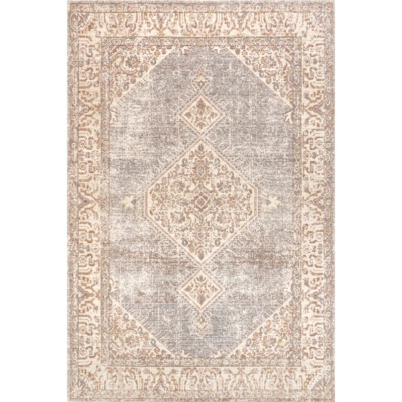 JONATHAN Y Petras Modern Tribal Medallion Area Rug - 8 X 10 - Grey/Ivory