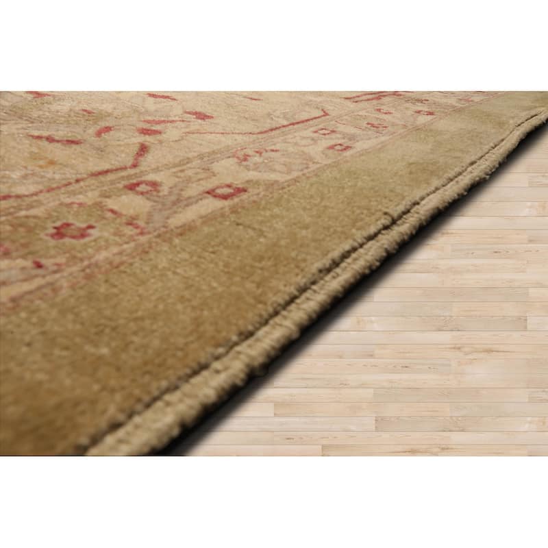 Hand Knotted Chobi Peshawar Pistacchio 100% Wool Traditional Area Rug - 12' 6'' x 17' 11''