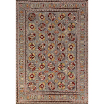 Hand Knotted Oriental 100% Wool Carpet Traditional Geometric Greys & Charcoal Kazak Area Rug - 11' 4'' X 8' 5''