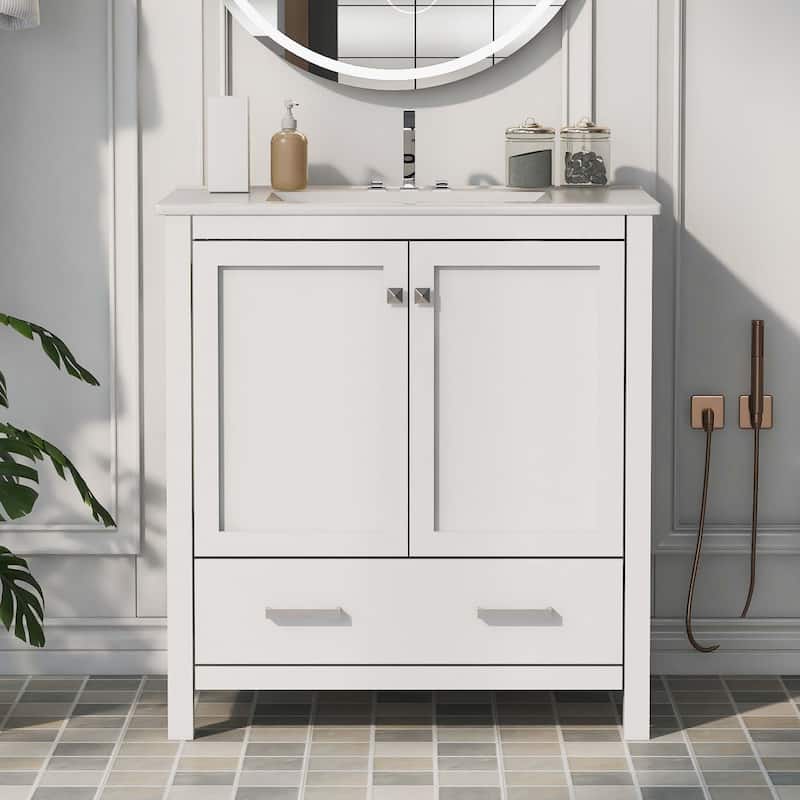 30 Inch Bathroom Vanity with Ceramic Sink