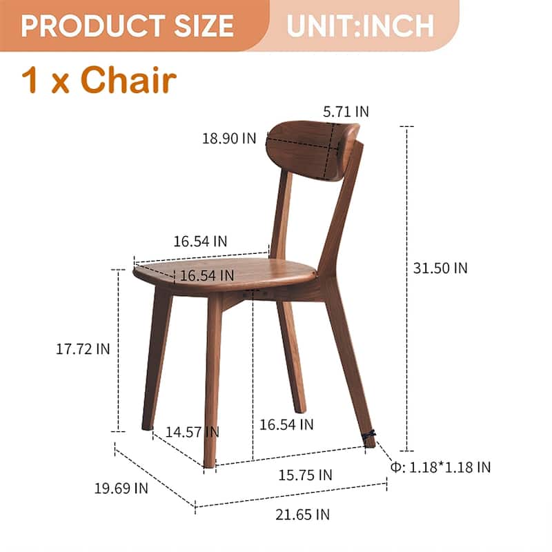 Wood Dining Chairs, Solid Oak Wood Chairs w/ Backrest & Seat