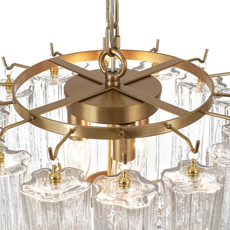 3-Light Modern Clear Textured Tronchi Glass Chandelier