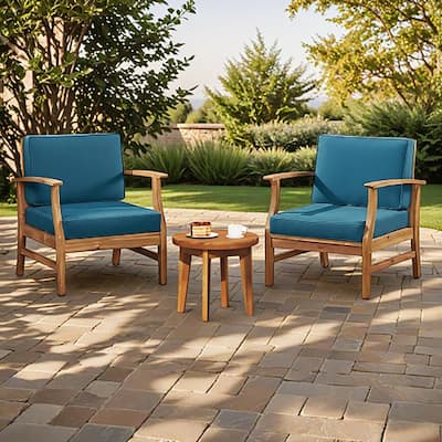 Christopher Knight Home - Malachi Acacia Wood Outdoor 3 Piece Chat Set with Slat Design