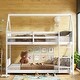 preview thumbnail 29 of 40, Wooden House-shaped Bunk Bed with Safety Guardrails, Twin over Twin White