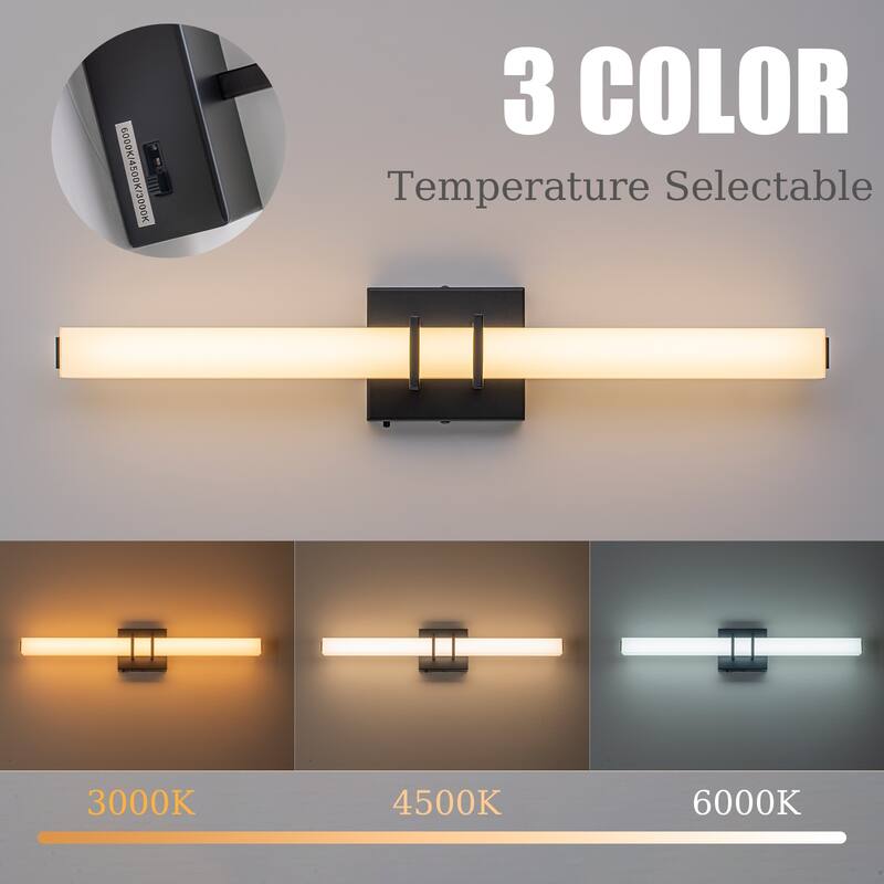 Mid-Century Modern LED Wall Sconce Bathroom Vanity Light with 3-CCT Selectable Light