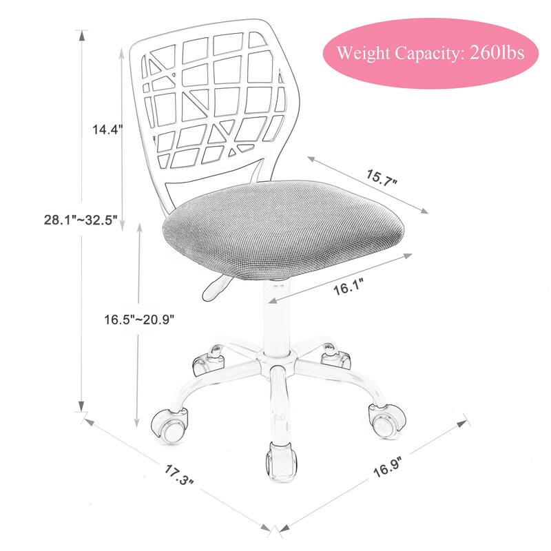 Mesh Ergonomic Swivel Armless Kids Study Chair with Adjustable Height