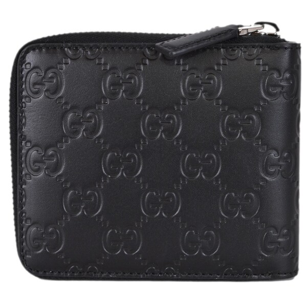 Shop Gucci 473964 Black Leather GG Guccissima Zip Around Small Wallet - 5: x 4&quot; - Free Shipping ...
