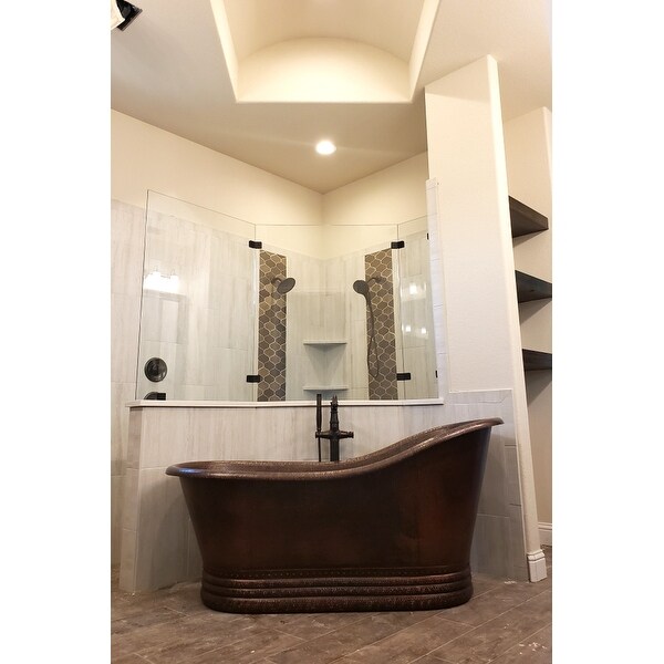 Premier Copper Products BTS67DB 67-inch Hammered Copper Single Slipper Bathtub. Opens flyout.