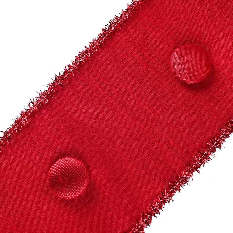 HGTV Home Collection Metallic Buttons Double Fused Dupioni Ribbon, Red, 3 in - 3 in