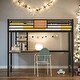 preview thumbnail 14 of 24, Modern Twin Size Metal Loft Bed with Desk and Shelve For Bedroom,Dorm,Kids