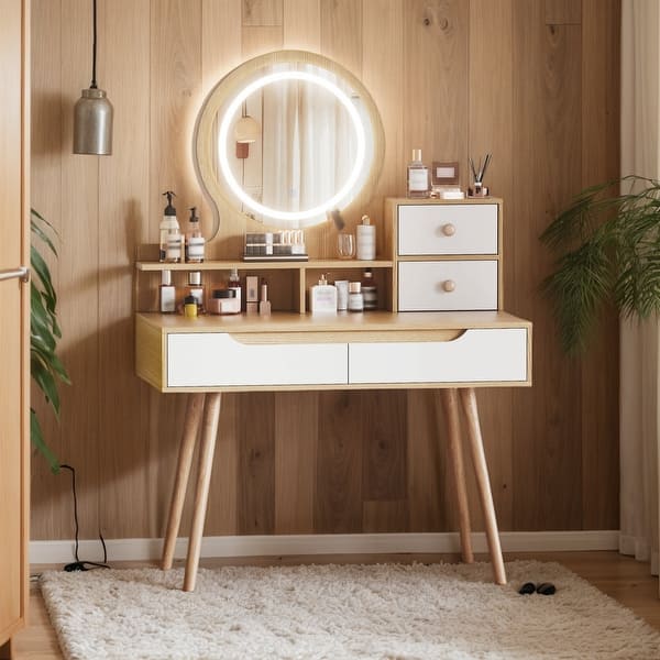 white christmas dresses Bedroom Vanity Sets - Makeup Vanity with led lights​