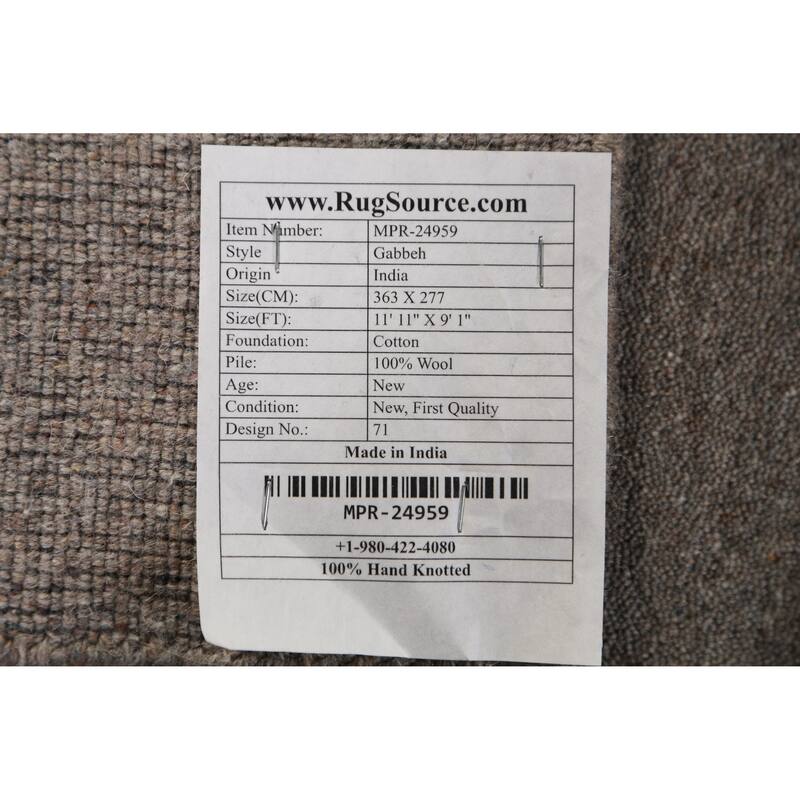 Gabbeh Indian Area Rug Handmade Oriental Grey Wool Carpet - 9'1" x 11'11"