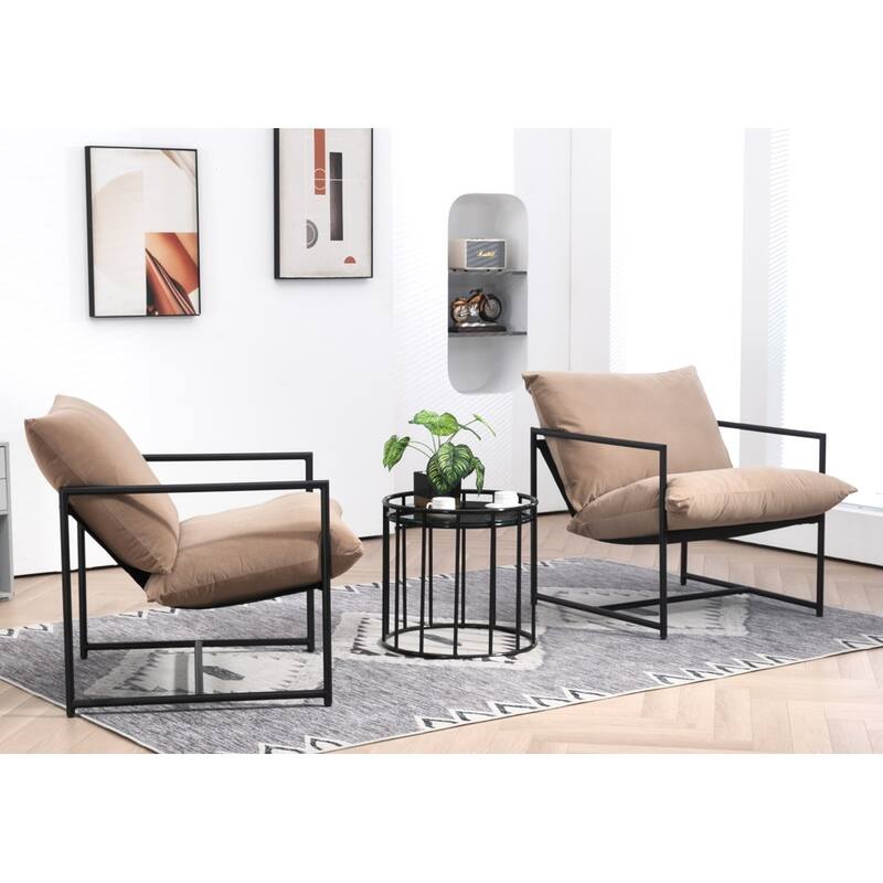Modern Textured Velvet Sling Accent Chair
