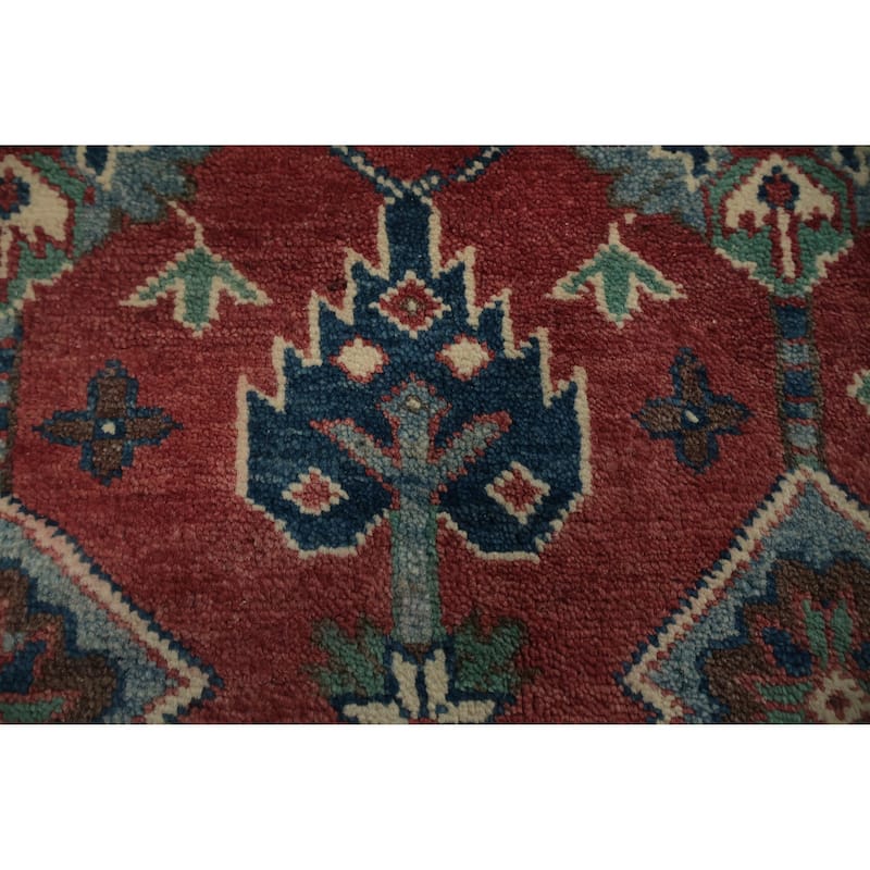 Hand Knotted Oriental 100% Wool Carpet Traditional Geometric Red Kazak Area Rug - 5' 9'' X 3' 10''