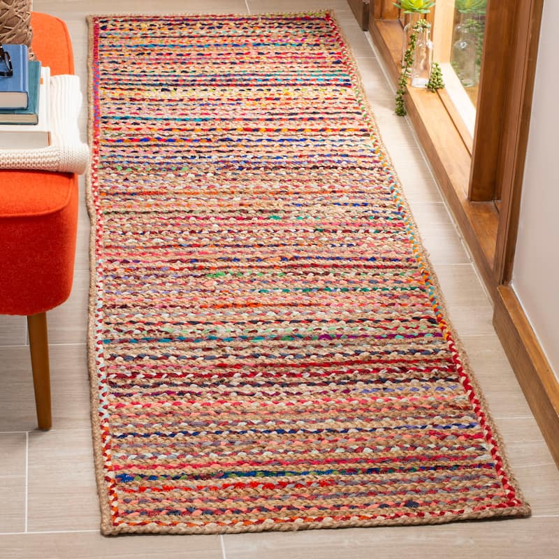 SAFAVIEH Handmade Cape Cod Eponine Coastal Jute Rug - 2'3" x 14' Runner - Natural/Multi