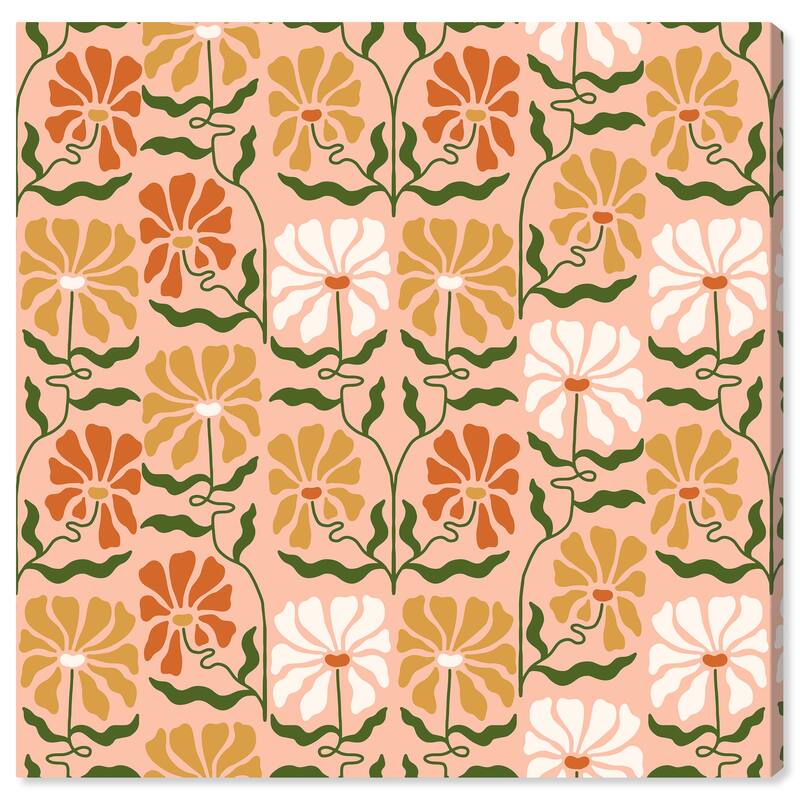 Wynwood Studio Canvas Abstract Flower Vine Pattern Pink and Light Pink Vintage Wall Art Canvas Print - 20 x 20