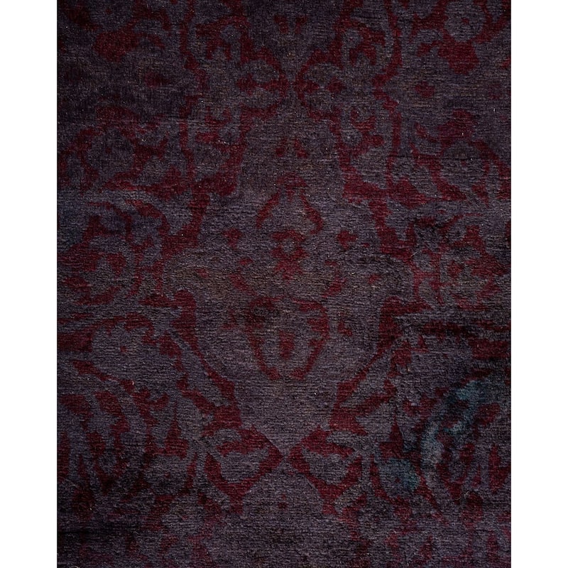 Overton Hand Knotted Wool Vintage Inspired Modern Contemporary Overdyed Purple Runner Rug - 3' 0" x 9' 3"