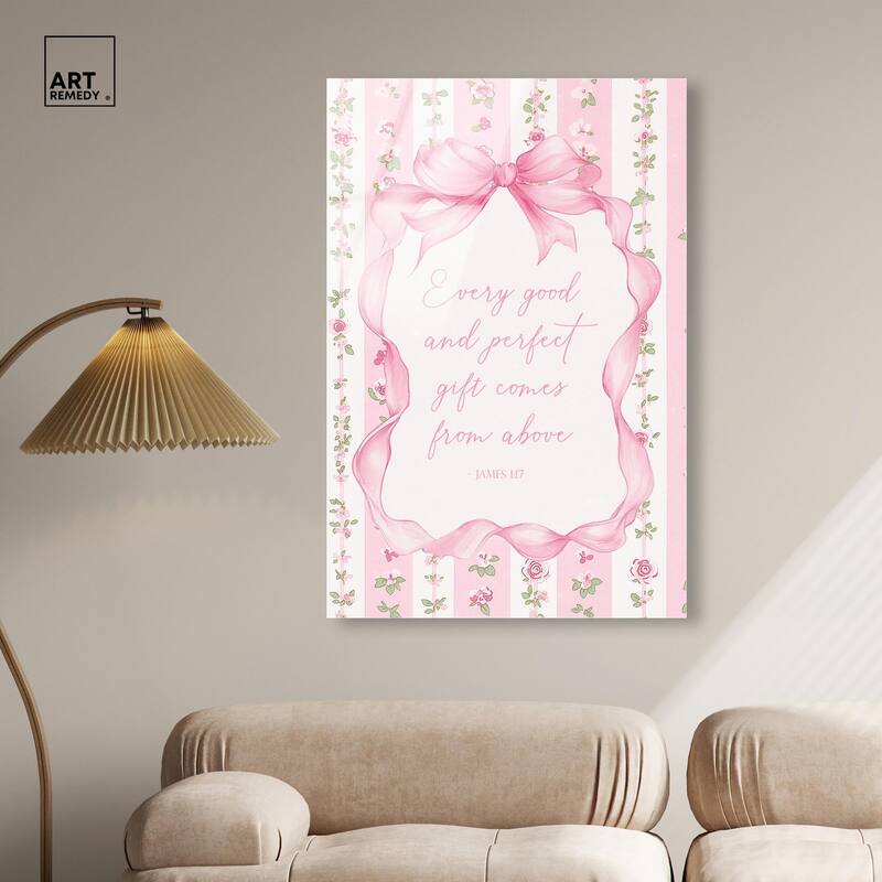 Good and Perfect Gift Bow Acrylic by Art Remedy, Ready to Hang