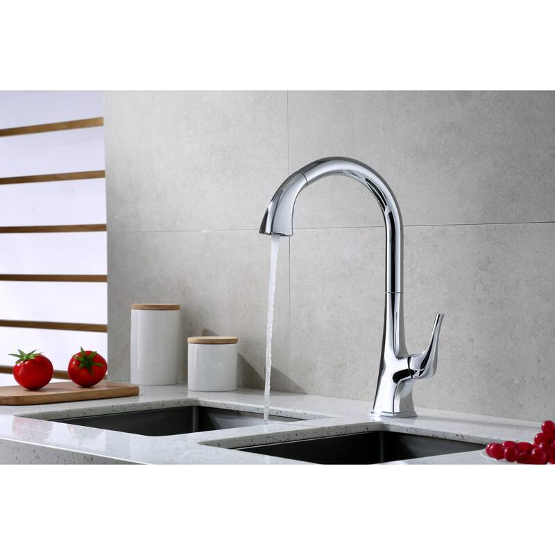 Ultra Faucets Quest Collection Single-Handle Kitchen Faucet With Pull-Down Spray - Chrome Polished UF14000