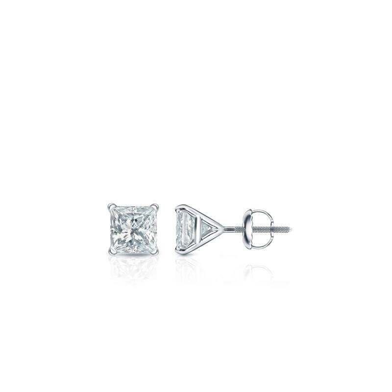 Auriya 14-karat Gold Lab Grown 10.00 carat TDW Princess Diamond Stud Earrings 4-Prong Martini Screw-back - White
