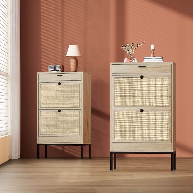Boho Natural Rattan Shoe Storage Cabinet