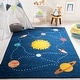 preview thumbnail 1 of 21, SAFAVIEH Kids Playhouse Machine Washable Slip Resistant Estel Neighborhood Road Rug 3'3" Square - Navy/Gold - Square
