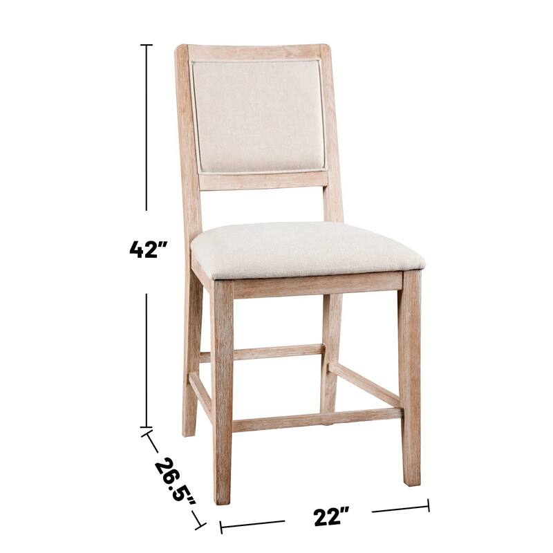 5 Piece Wood and Fabric Counter Height Dining Set in Distressed Natural