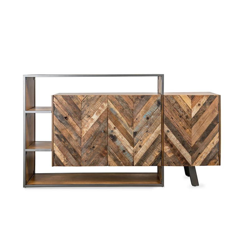 Santos Rustic 69" Three Door Reclaimed Wood Sideboard - 69" x 14" x 39.5"