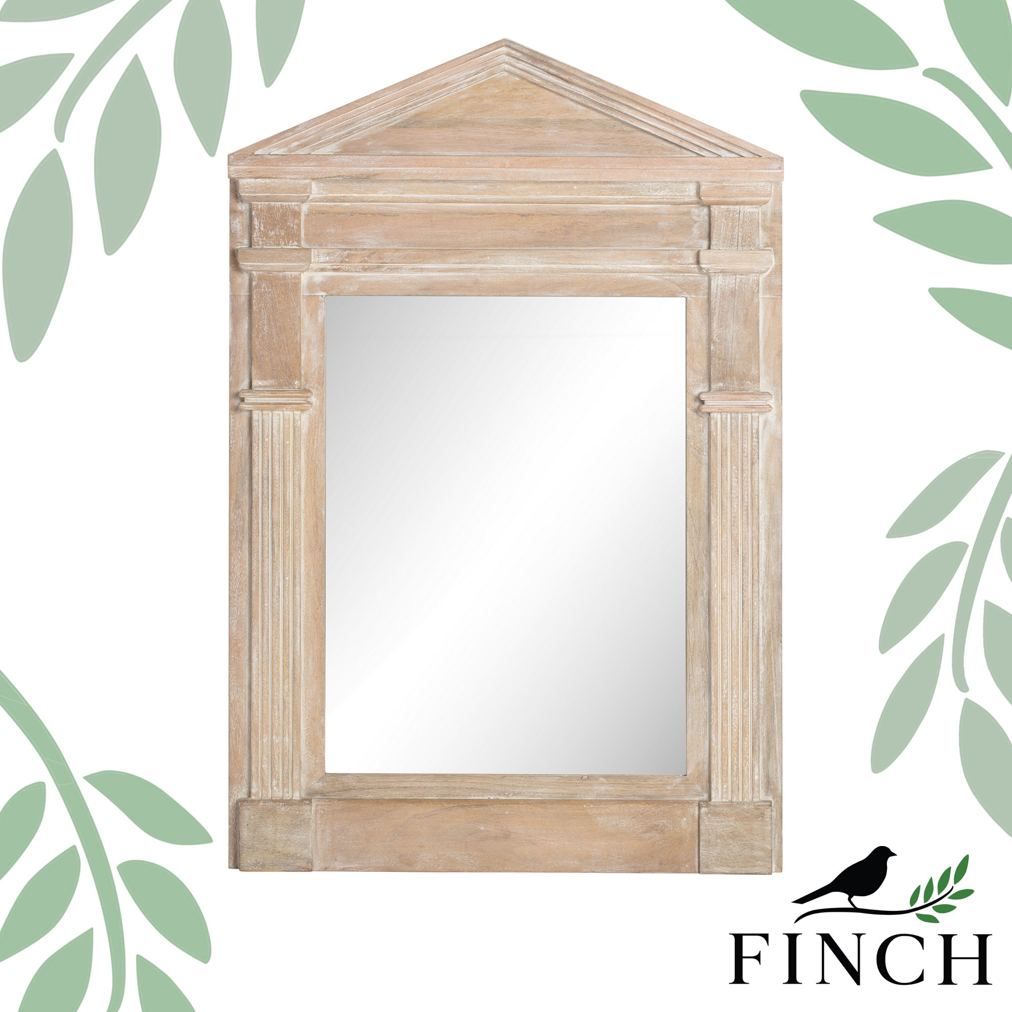 Finch Westport Distressed Wood Hanging Wall Mirror White Wash Overstock 32442062
